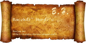 Baczkó Horác névjegykártya